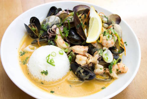 thai coconut curry mussels at finns seafood restaurant victoria bc